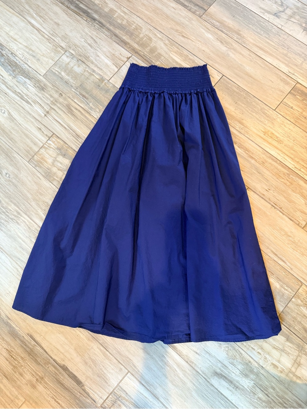 Hill House Navy Smocked-Waist Midi Skirt - Picture 3 of 6